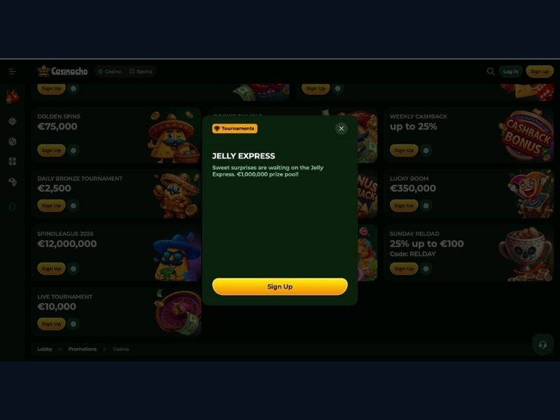 Dashboard und erste Sitzungen nach Mechanik bei Casinacho Casino Nacho Casino für Österreich